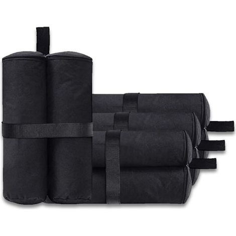 Lot De 4 Sacs De Lestage Pour Tonnelle - Pour Auvent, Tente - Sacs De Lestage Pour Le Sable - Pour Extérieur Instantané - Pieds Lestés - Noir (style Fermeture Éclair, Noir)