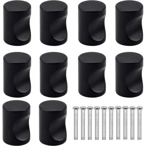 10pcs Noir Tiroir De Porte Poignée, Bouton De Meubles, Unique Trou Rond Boutons De Tiroir, Moderne Boutons De Porte, Poignées De Meuble Pour Placard Armoire Cuisine, Chambre D'Enfant（noir）