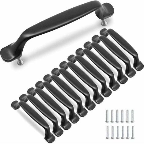 10 Pcs Poignée Noir Meuble Cuisine 96mm Alliage D'Aluminium Poignées Armoire Porte Avec Vis