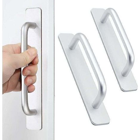 Self-stick Instant Cabinet Drawer Handles Pulls - 2pcs Aluminum Al With Adhesive Door Handle For Kitchen Cabinet