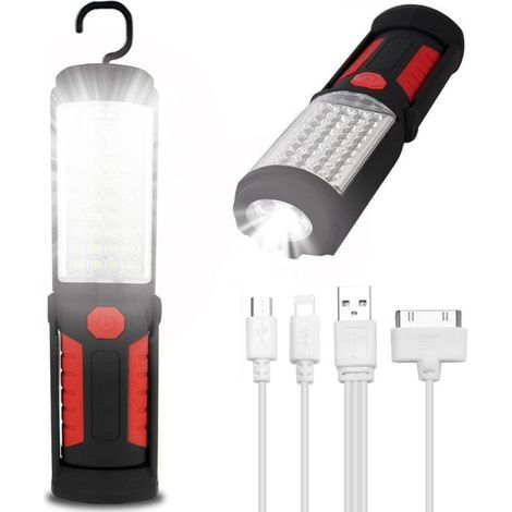 Lampe De Travail Led Rechargeable Avec Lampe Torche Magnétique - 1pcs