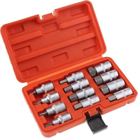 Lot De 12 Douilles À Choc Hexagonales 1/2 Avec Moletage Cr-v Plaqué Chrome H5 À H22 – Longueur 55 Mm Cisea