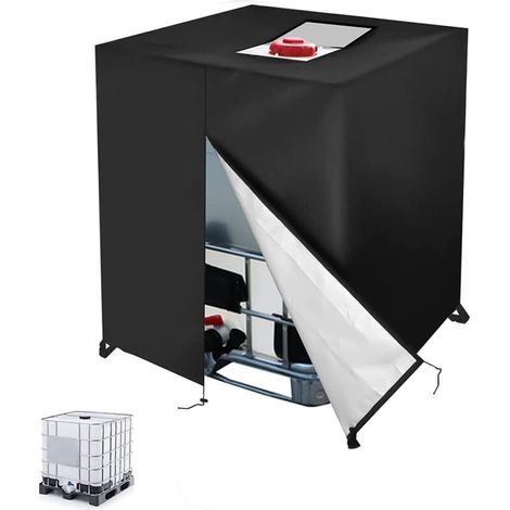 Bâche Réservoir D'Eau Ibc 1000 L Couverture Container Citerne Eau Pluie Avec Fermeture Éclair Coupe-vent Anti-uv 420d Résistant À La Déchirure