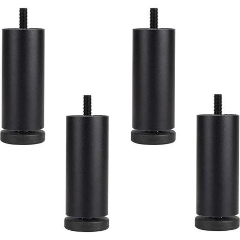 Lot De 4 Pieds De Canapé En Alliage D'Aluminium - Réglables De Hauteur - Pieds De Rechange D'Armoire - Pieds Filetés M8 - Noir - 12 Cm