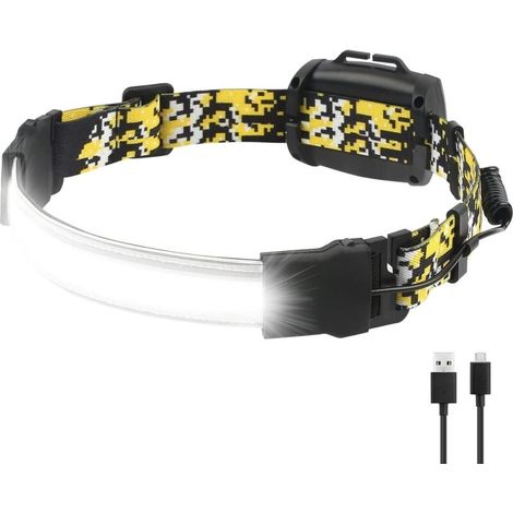 Lampe Frontale, Faisceau Large 230°, Rechargeable 1800mah Étanche Cob Led Lampe Frontale Pour Adultes Enfants, Lecture, Camping, Randonnée, Pêche, Grenier Et Sous-sol