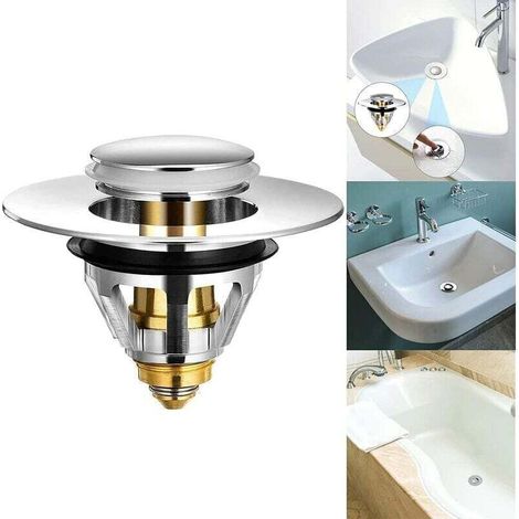 Bonde De Lavabo Pop-up Universelle, Filtre Anti-bloqué En Acier Inoxydable Pour Trou De Vidange 34-38 Mm
