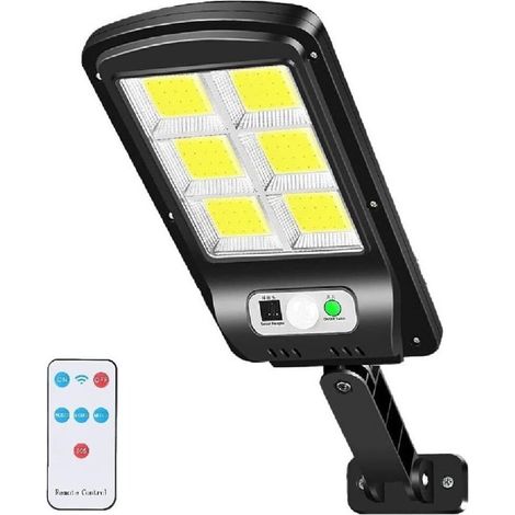 Réverbère Solaire Led 6000lm Ip67 Étanche - 3 Modes De Détecteur De Mouvement - Jardin Garage Cour Patio (1pièce)