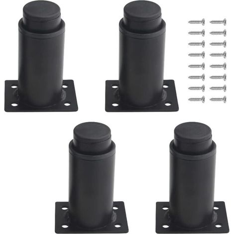 (8 À 12 Cm, Noir)lot De 4 Pieds De Meubles Réglables En Métal Robuste Pour Table, Lit, Canapé