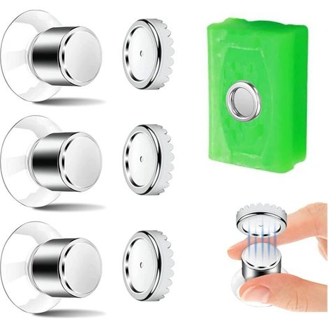 Lot De 3 Porte-savon Magnétique, Ventouse - Fixation Solide, Porte-savon De Douche Sans Perçage, Aimanté En Acier Inoxydable Pour Salle De Bain Et Cuisine