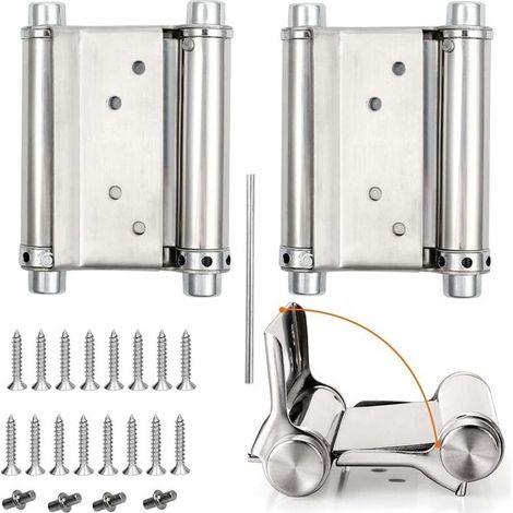 Charnières De Porte De Saloon À Ressort – Lot De 2 – Acier Inoxydable – Charge Jusqu'à 15 Kg – Dimensions 76mm X 90mm - 3inch