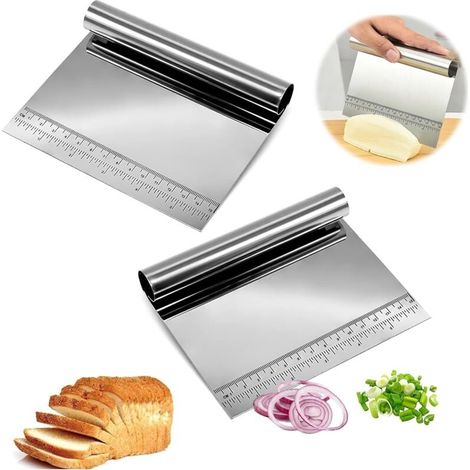 2 Pcs Pelle À Légumes, Spatule À Pâte, Spatule De Cuisine Universelle, Raclette En Acier Inoxydable, Grattoir De Cuisine, Coupe-pâte, Aide De Cuisine Pour Pain Fruits Légumes Cuisson