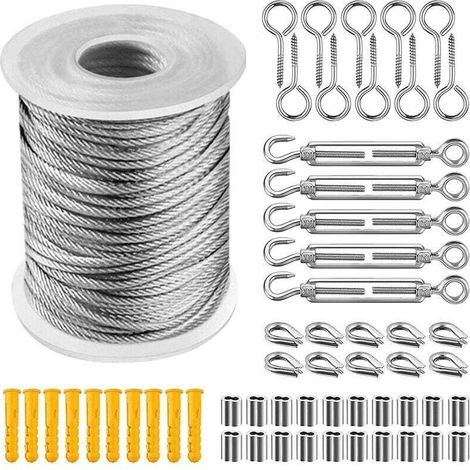 Câble Inox 20m 2mm – Acier Gainé Avec Revêtement Vinyle – Résistant À La Corrosion – Pour Suspensions Extérieures Et Éclairage