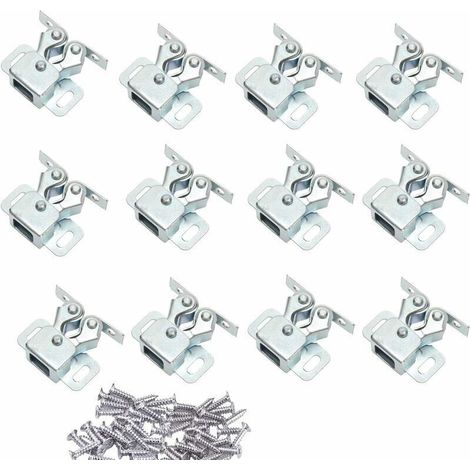 Lot De 12 Loqueteau D'Armoire À Double Rouleaux Fermetures Loquets Pour Portes Laiton Poli Fermoire Pour Portes Ferme-portes Pour Portes Placards Tiroirs Armoire - Zingué