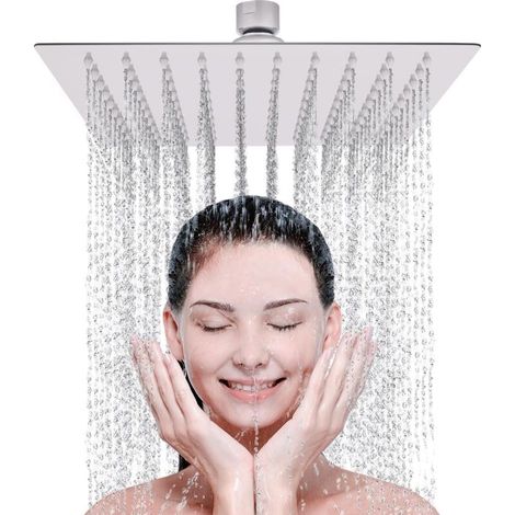 Pommeau De Douche Carré À Effet Pluie – 20,3 Cm De Large, Pommeau De Douche À Effet Pluie Fixe Avec Réglage De L'Angle – Acier Inoxydable 304 Avec Finition Chromée,g1/2