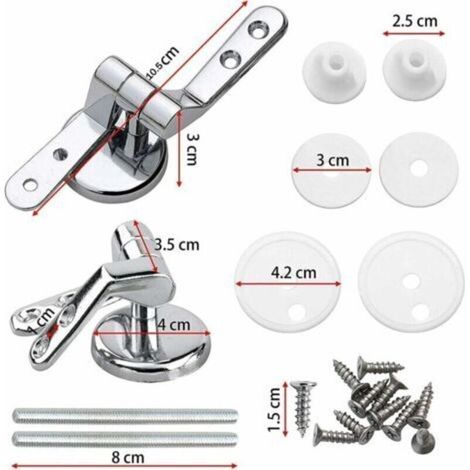 Charnière Abattant Wc, Lot De 2 Charnières De Rechange Pour Lunette De Toilette Avec Fixations En Alliage
