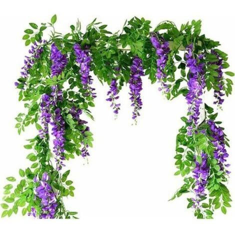 Vigne Artificielle De Glycine – 2 Pièces En Soie – Guirlande Imperméable Pour Décoration Intérieure Et Extérieure – Mariage, Fête, Jardin