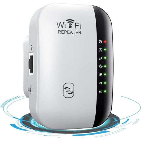 Répéteur Wifi, 300mbps Amplificateur Wifi Puissant, Wifi Extender 2.4ghz Sans Fil Wifi Avec Modes Repeteur/ap/wps Wireless Répéteurs Wifi Booster Avec Port Ethernet,rj45 Câble Réseau