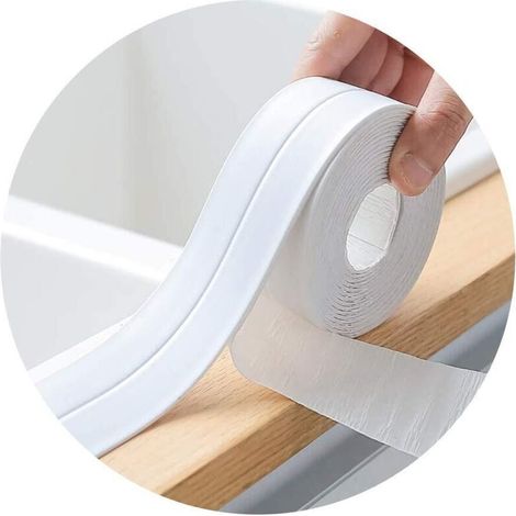 Joint Silicone Blanc Salle De Bain,ruban D'Étanchéité Pour Cuisine Ou Salle De Bain,ruban Auto-adhésif Anti-moisissure Et Anti-fuite Adapté À De Nombreuses Occasions(3.2m3.8cm)