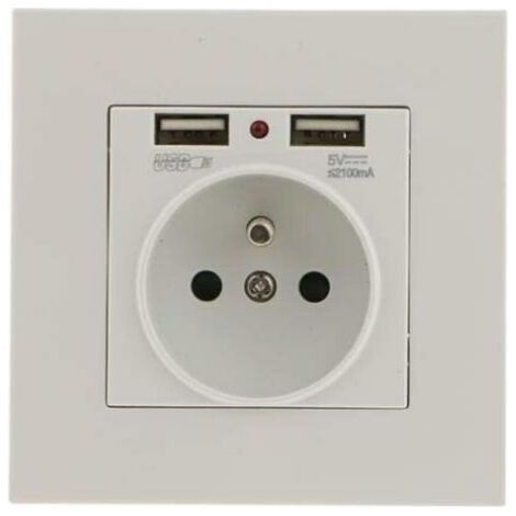 Lot De 2 Prises Murales, Prise Electrique Murale Avec Double Usb 5v/2100ma, Prise Encastrable Avec 2 Ports De Usb Pratique Et Manialble