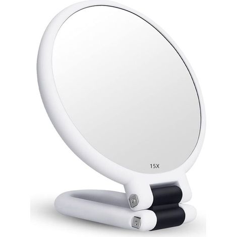 Miroir Grossissant 15x Double Face – Verre Optique Haute Qualité – Portable Et Pliable – Utilisation Main, Suspendu Ou Sur Pied
