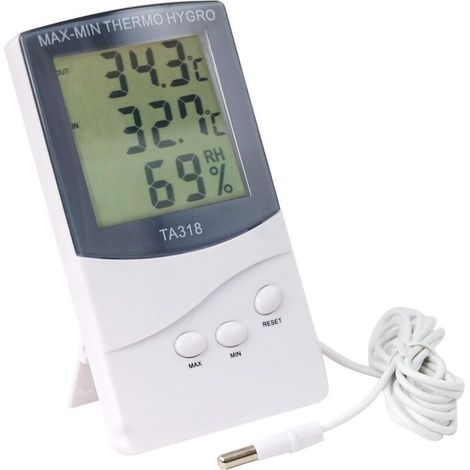 Thermomètre Numérique Avec Deux Capteurs Pour Une Utilisation Intérieure Et Extérieure, Parfait Pour L'Hiver. Affichages - Température, Météo, Alarme Et Crochet De Fixation