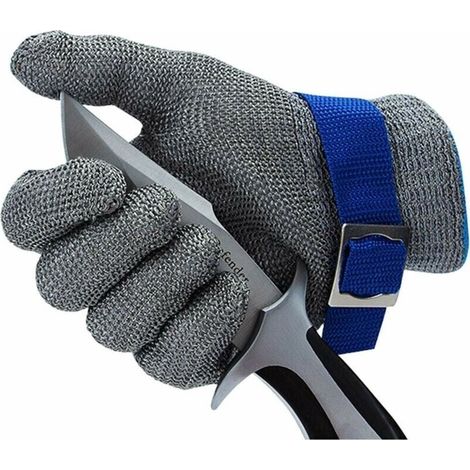 Gant De Boucher Résistant Aux Coupures De Niveau 9 - En Maille D'Acier Inoxydable Avec Fil Métallique Durable Et Antirouille (l)