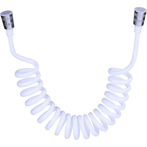 Flexible De Douche,tuyau De Douche En Mousse Avec Bouchon En Cuivre, Tuyau À Ressort Télescopique, Flexible Rétractable Pour Douchette, Wc Et Bidet(3m Blanc)