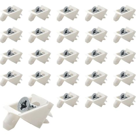 Shelf Support Pins, 24 Pcs White Shelf Brackets Durable And Strong Plastic Corner Furniture For Shelf Support Clips In Transparent Pvc And Stainless Steel With Screws