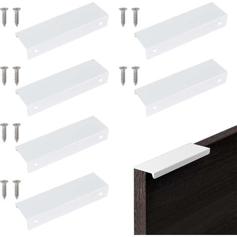Poignée De Meuble,lot De 6 Poignet De Porte Cuisine Blanc, Poignée De Cuisine Invisible, Poignée D’armoire De Cuisine, Poignées De Cuisine En Alliage D'Aluminium Avec Vis Pour Tiroirs