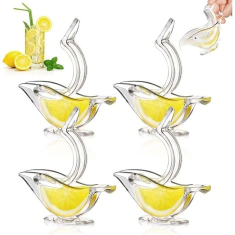 Presse Citron Individuel Design Deluxe, Presse-citron Presse-agrumes Manuel Presse À Main Vaiss En Acrylique Vaiss De Service Transparente(4pcs Blanc)