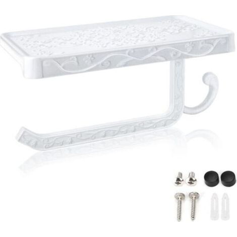 Porte-papier Toilette Mural, Hicoosee Support Papier Toilette Avec Plateforme De Rangement Pour Salle De Bain Wc, Blanc