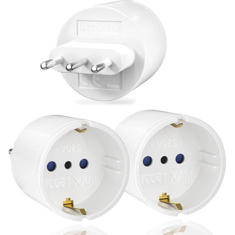 3pcs Adaptateur De Voyage Italie , Prise De Voyage France Vers Italie, Adaptateur De Prise Italie Type L Pour Italy, Syrie, Uruguay,chili, Maldives