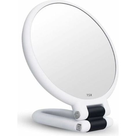 Miroir Grossissant X15 Miroir Pliant Double Face Pour Divers Détails De Maquillage (blanc)