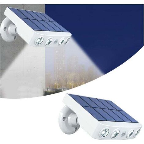 Lampe Solaire Puissante Avec Capteur De Mouvement - Étanche, Projecteurs Led Pour Jardin, Chemin, Rue (coquille Blanche Lumière Blanche)