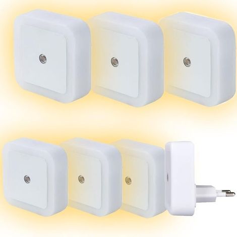 [lot De 6] Veilleuse À Brancher Pour Enfants - Détecteur Automatique Jour/nuit Veilleuse Led À Brancher Au Mur, Lampe Photocellule Crépusculaire