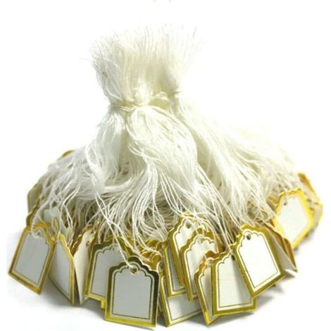 Paquet De 500 Étiquettes De Prix Blanches Pour Bijoux, Vêtements, Informations, Cartes Cadeaux, Étiquettes De Prix Carrées En Papier Avec Lanière