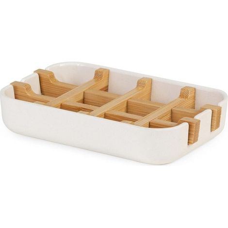 Blanc/naturel Compactor Porte-savon Blanc, Bambou Écologique, Naturel, Biodégradable, Sans Plastique