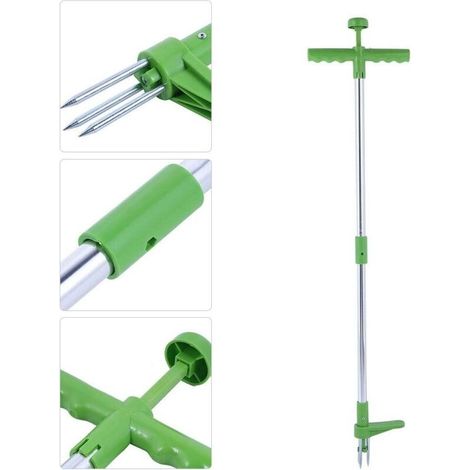 Outil De Désherbage À Long Manche Outil D'Élimination Des Racines De Désherbeur Robuste Avec 3 Griffes Extracteur De Pissenlit Manuel Outil De Suppression De Racines Pour L'Aménagement Paysager