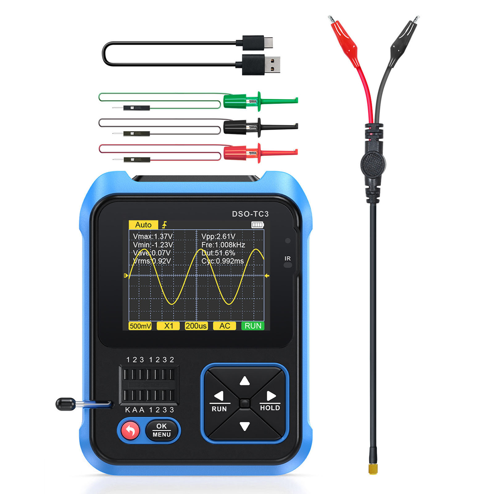 Tragbares Digitales Handoszilloskop Mit Transistortester, Induktivitäts-, Kapazitäts- Und Widerstandsmessgerät – Standard-kit.