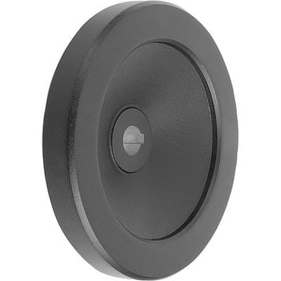 SCHEIBENHANDRAD D1=200 PASSBOHRUNG MIT NUT D2=20H7, B3=6, T=22,8 ALUMINIUM, SCHWARZ PULVERBESCHICHTET, OHNE GRIFF