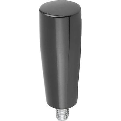 KONUSGRIFF FESTSTEHEND GR.2 D=M08X12, D1=23, FORM:F, DUROPLAST SCHWARZ HOCHGLANZPOLIERT