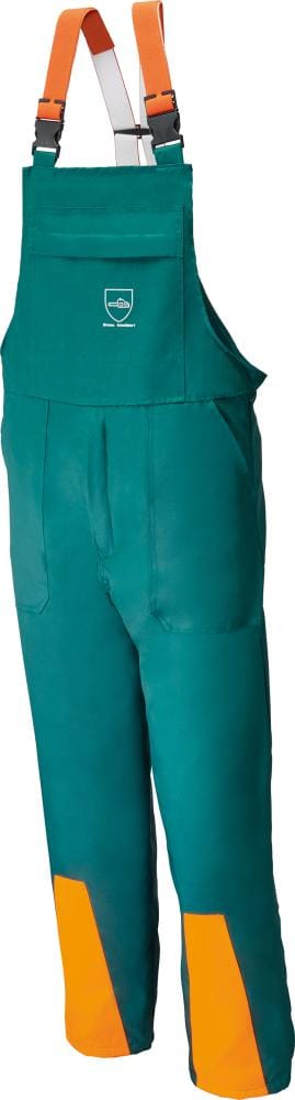 Forstschutz-Latzhose Design C, Klasse 1, grün/warnorange, Größe 46