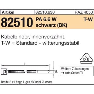 Kabelbinder ART 82510 PA 6.6 W 8,9 x 525/ 150, schwarz, T150M-W S
