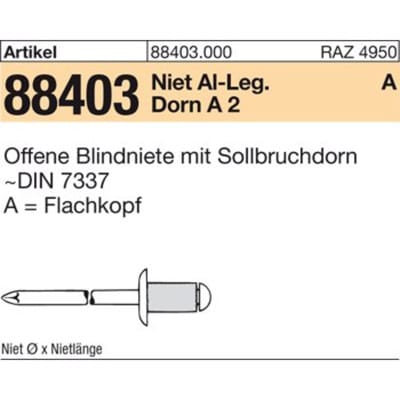 Blindniete ART 88403 Alu/A 2 FLAKO A 5 x 10 S