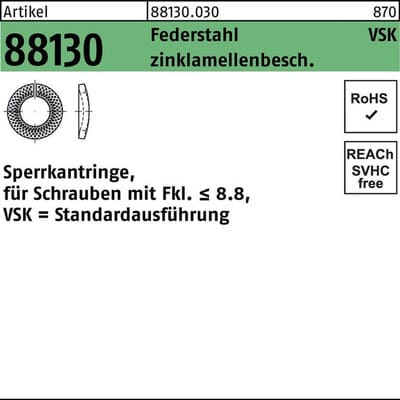 Sperrkantringe ART 88130 Federstahl VSK 4 flZnnc flZnnc S