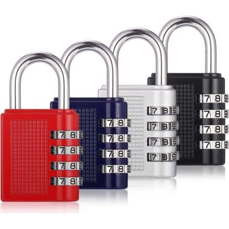 Bunthaus Pa 4er-pack 4-stellige Zahlenschlösser, Wasserdichte Outdoor-vorhängeschlösser Für Schulturnhallen, Zahlenschloss, Gepäckschloss (schwarz, Rot)
