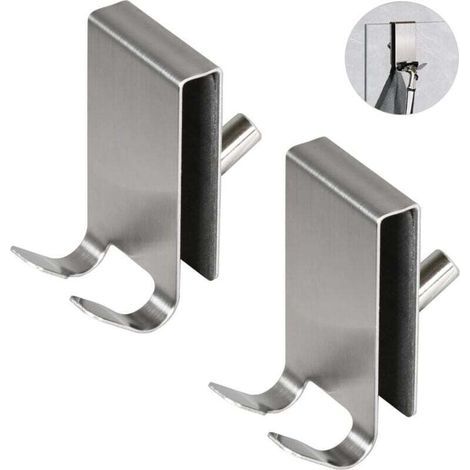 Bunthaus Pa 2er-pack Duschhaken, Doppelseitiger Glashandtuchhalter, Edelstahlhaken Für 5-10 Mm Glas-badezimmertüren (silber)