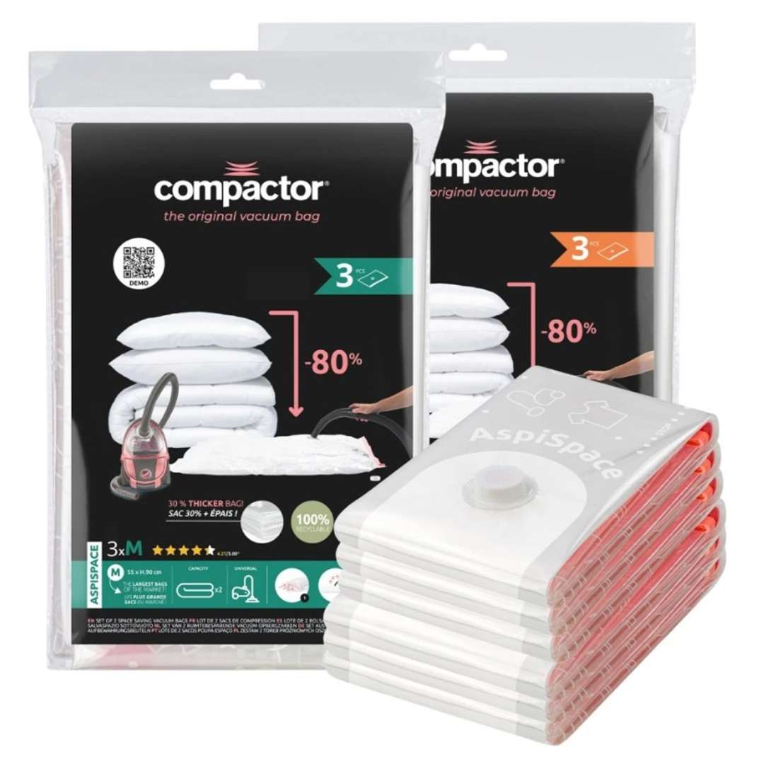 Compactor Bag Aspispace - Set Vakuum-aufbewahrungsbeutel, 70 L Und 120 L, 6 Stück Ran7404