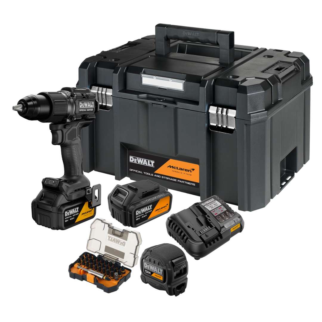 Dewalt - 18v Akku-schlagbohrschrauber Mit Zubehör, Mclaren, 2x Akku 4,0 Ah Xr Li-ion, Ladegerät Dcd86mm2kt