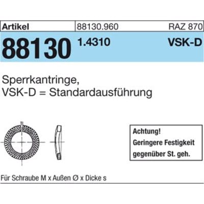 Sperrkantringe ART 88130 Standardausführung 1.4310 VSKD 12 S